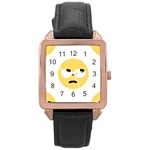 Emoji Rolling Eyes Rose Gold Leather Watch 