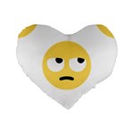 Emoji Rolling Eyes Standard 16  Premium Flano Heart Shape Cushion 