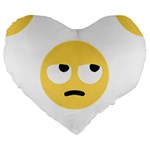 Emoji Rolling Eyes Large 19  Premium Flano Heart Shape Cushion