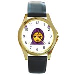 Emoji Hajib Round Gold Metal Watch