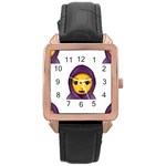 Emoji Hajib Rose Gold Leather Watch 