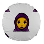 Emoji Hajib Large 18  Premium Flano Round Cushion 