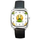 Emoji Puking Square Metal Watch