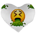 Emoji Puking Large 19  Premium Heart Shape Cushion