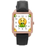 Emoji Puking Rose Gold Leather Watch 