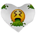 Emoji Puking Large 19  Premium Flano Heart Shape Cushion