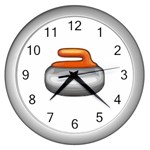 Emoji Curling Stone Wall Clock (Silver)