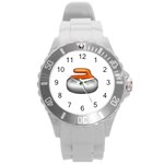 Emoji Curling Stone Round Plastic Sport Watch (L)