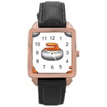 Emoji Curling Stone Rose Gold Leather Watch 