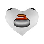 Emoji Curling Stone Standard 16  Premium Flano Heart Shape Cushion 