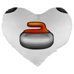 Emoji Curling Stone Large 19  Premium Flano Heart Shape Cushion