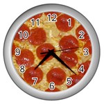 Pepperoni Pizza Wall Clock (Silver)