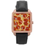 Pepperoni Pizza Rose Gold Leather Watch 