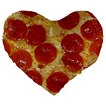 Pepperoni Pizza Large 19  Premium Flano Heart Shape Cushion