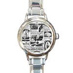 Creepy Newspaper Round Italian Charm Watch