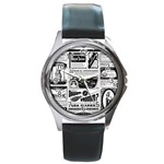 Creepy Newspaper Round Metal Watch