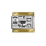 Creepy Newspaper Gold Trim Italian Charm (9mm)