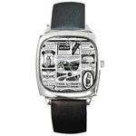 Creepy Newspaper Square Metal Watch