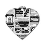 Creepy Newspaper Dog Tag Heart (One Side)