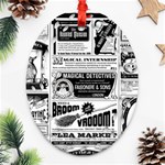 Creepy Newspaper Oval Filigree Ornament (Two Sides)