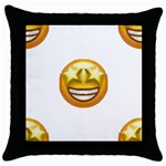 star eyes emoji Throw Pillow Case (Black)