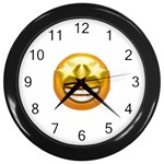 star eyes emoji Wall Clock (Black)