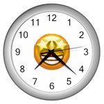 star eyes emoji Wall Clock (Silver)