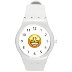 star eyes emoji Round Plastic Sport Watch (M)