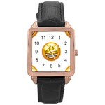 star eyes emoji Rose Gold Leather Watch 