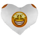 star eyes emoji Large 19  Premium Flano Heart Shape Cushion