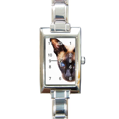 Siamese Cat Rectangle Italian Charm Watch from ArtsNow.com Front