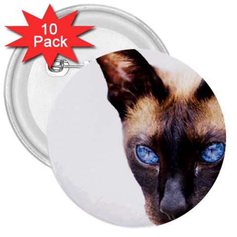 Siamese Cat 3  Button (10 pack) from ArtsNow.com Front