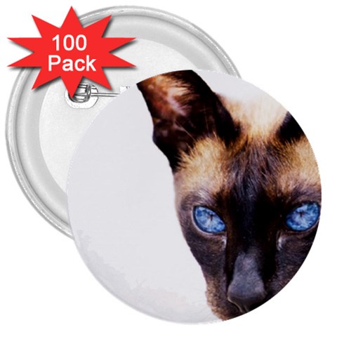 Siamese Cat 3  Button (100 pack) from ArtsNow.com Front