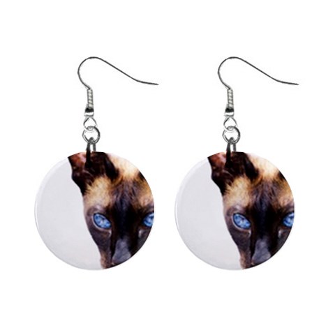 Siamese Cat 1  Button Earrings from ArtsNow.com Front