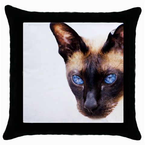 Siamese Cat Throw Pillow Case (Black) from ArtsNow.com Front