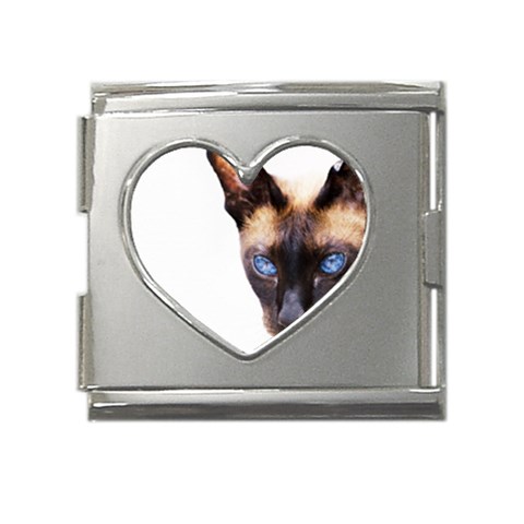 Siamese Cat Mega Link Heart Italian Charm (18mm) from ArtsNow.com Front