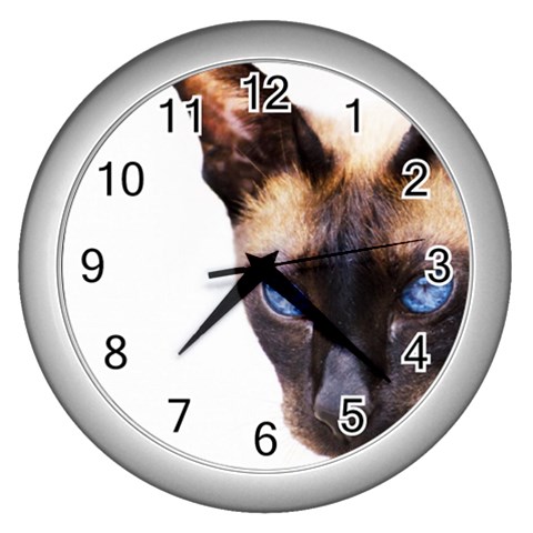 Siamese Cat Wall Clock (Silver) from ArtsNow.com Front