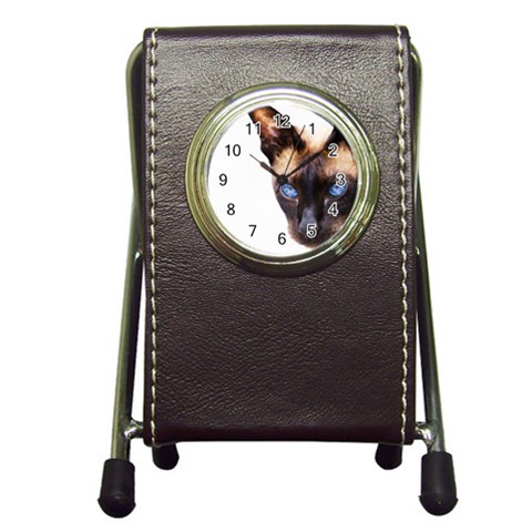 Siamese Cat Pen Holder Desk Clock from ArtsNow.com Front