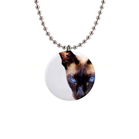 Siamese Cat 1  Button Necklace from ArtsNow.com Front