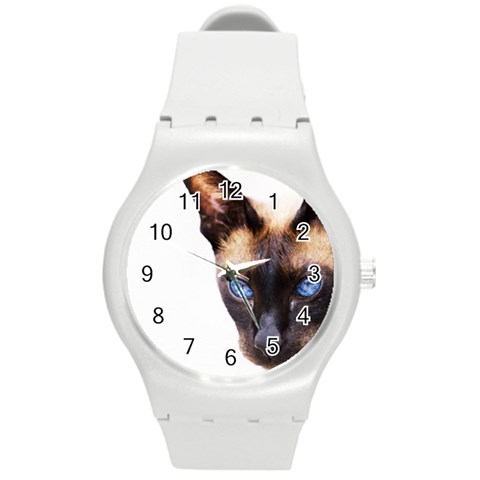 Siamese Cat Round Plastic Sport Watch (M) from ArtsNow.com Front