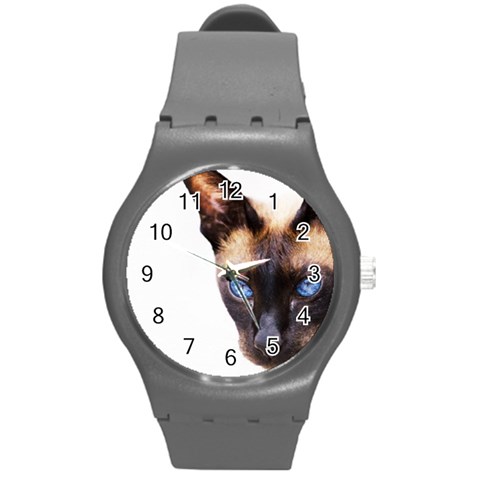 Siamese Cat Round Plastic Sport Watch (M) from ArtsNow.com Front