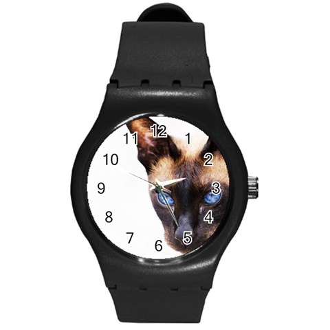 Siamese Cat Round Plastic Sport Watch (M) from ArtsNow.com Front