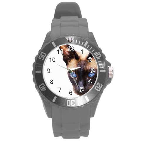 Siamese Cat Round Plastic Sport Watch (L) from ArtsNow.com Front