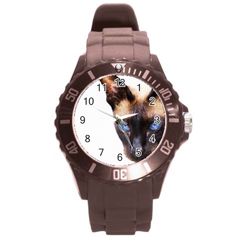 Siamese Cat Round Plastic Sport Watch (L) from ArtsNow.com Front