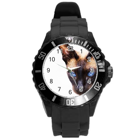 Siamese Cat Round Plastic Sport Watch (L) from ArtsNow.com Front