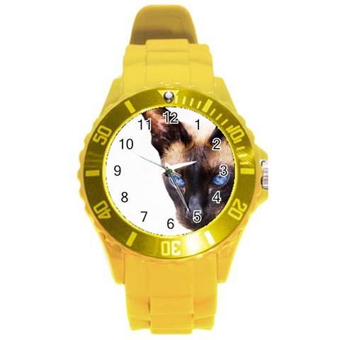 Siamese Cat Round Plastic Sport Watch (L) from ArtsNow.com Front