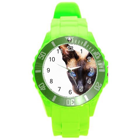 Siamese Cat Round Plastic Sport Watch (L) from ArtsNow.com Front