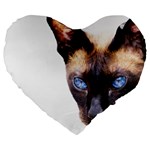 Siamese Cat Large 19  Premium Flano Heart Shape Cushion