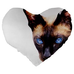 Siamese Cat Large 19  Premium Flano Heart Shape Cushion from ArtsNow.com Back