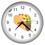 Emoji Taco Wall Clock (Silver)